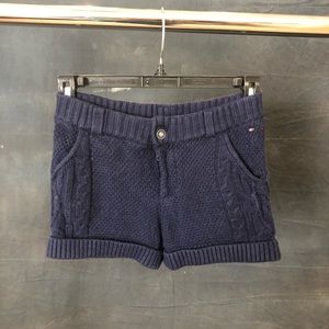 Girls Navy Knitted Shorts
